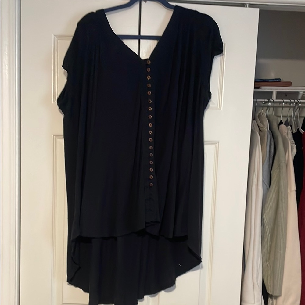 Free people Black Button-Down Tunic Top
